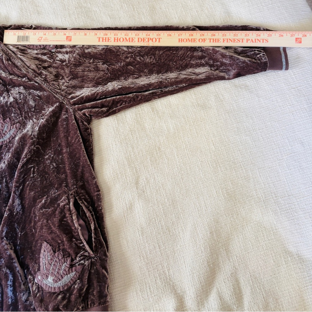Hei Hei Anthropologie Embroderied Brown Velvet Bomber Jacket Women’s M - Picture 11 of 14